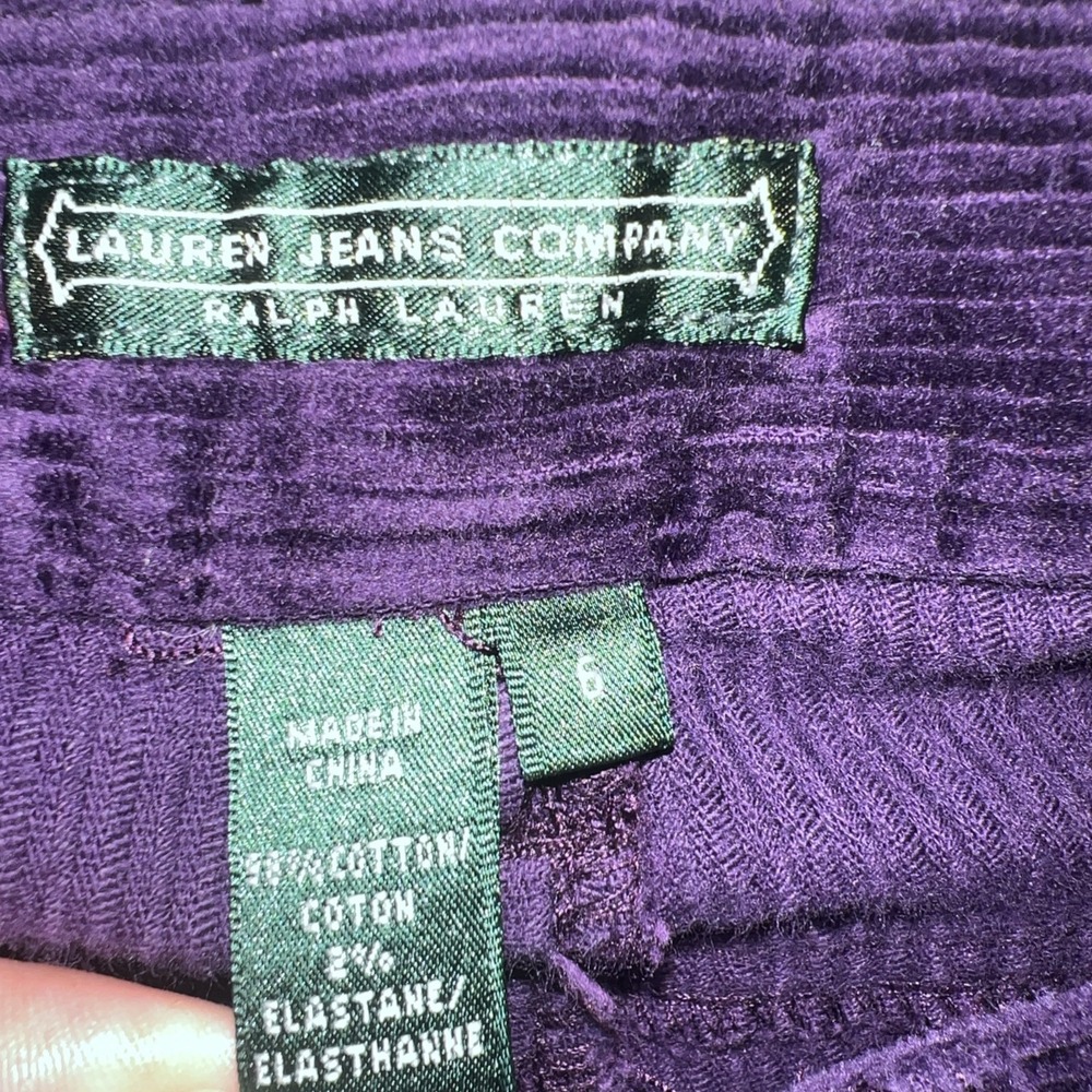 VTG Lauren Jeans Co. Pants Womens Sz 6 (29 x 31) Purple Corduroy Cords Flare Y2K - Picture 5 of 10